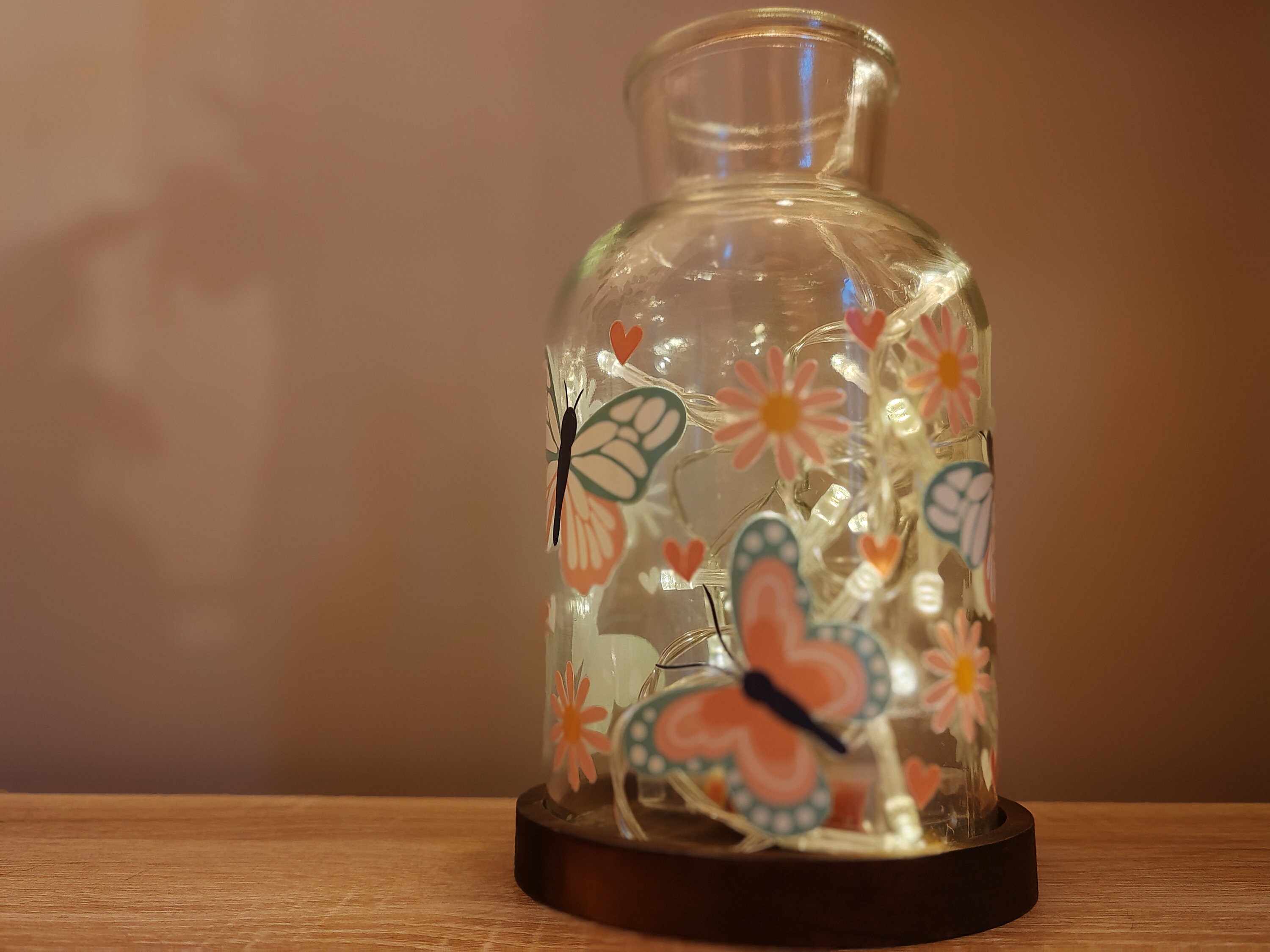 Cadeau vase lumineux papillon