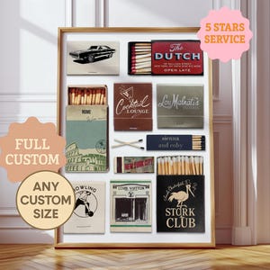 CUSTOM MATCHBOOK ART | Personalized Digital Matchbox Gift | Large Matches Print | Customized Retro Wall Poster | Unique Anniversary Gift