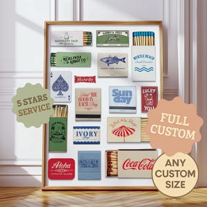 CUSTOM MATCHBOOK ART | Personalized Digital Matchbox Gift | Large Matches Print | Customized Retro Wall Poster | Unique Anniversary Gift