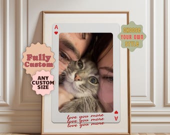 Indywidualny portret karty do gry, spersonalizowana grafika na talię w stylu vintage, cyfrowy plakat z okazji rocznicy ślubu pary