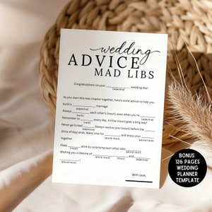 Wedding Advice Card Template, Wedding Mad Libs for Guest, Printable Wedding Activities, Editable Reception Game, Modern Wedding Table Games