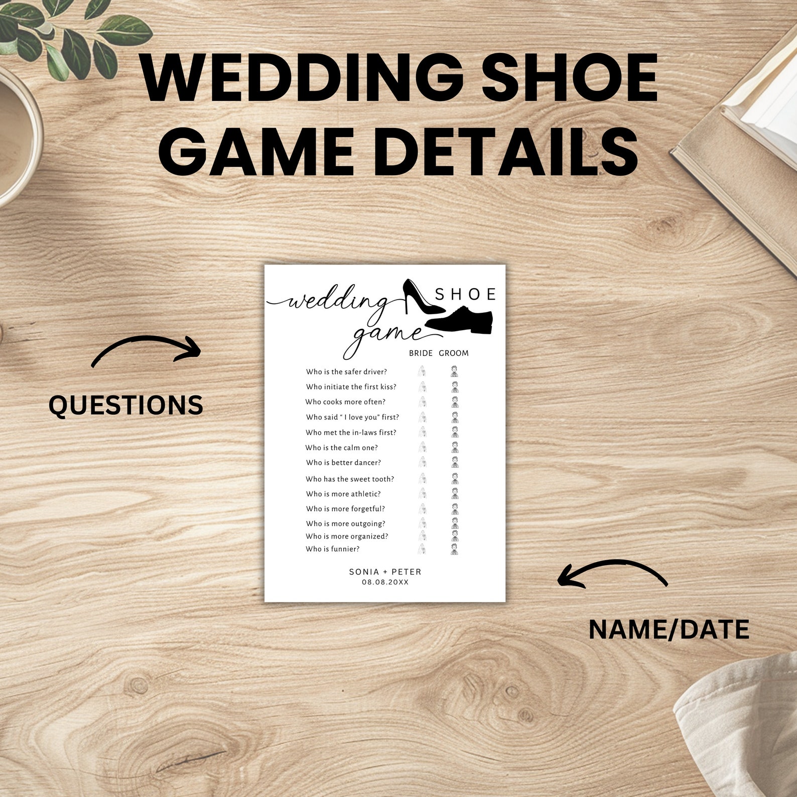 Wedding Shoe Game Template, Reception Games, Bridal Shoe Game ...
