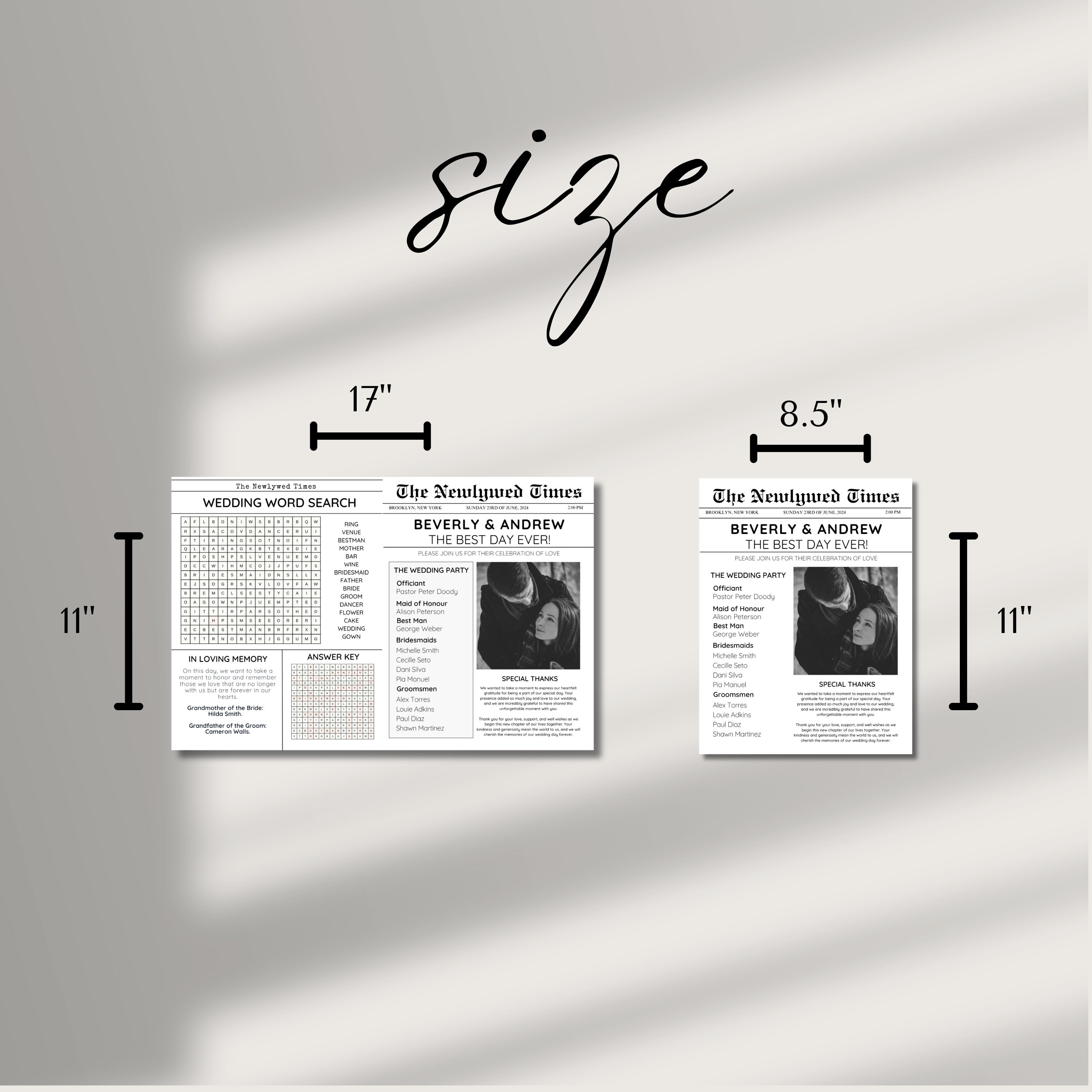 Modern Wedding Program Folded Template With Wedding Timeline ...