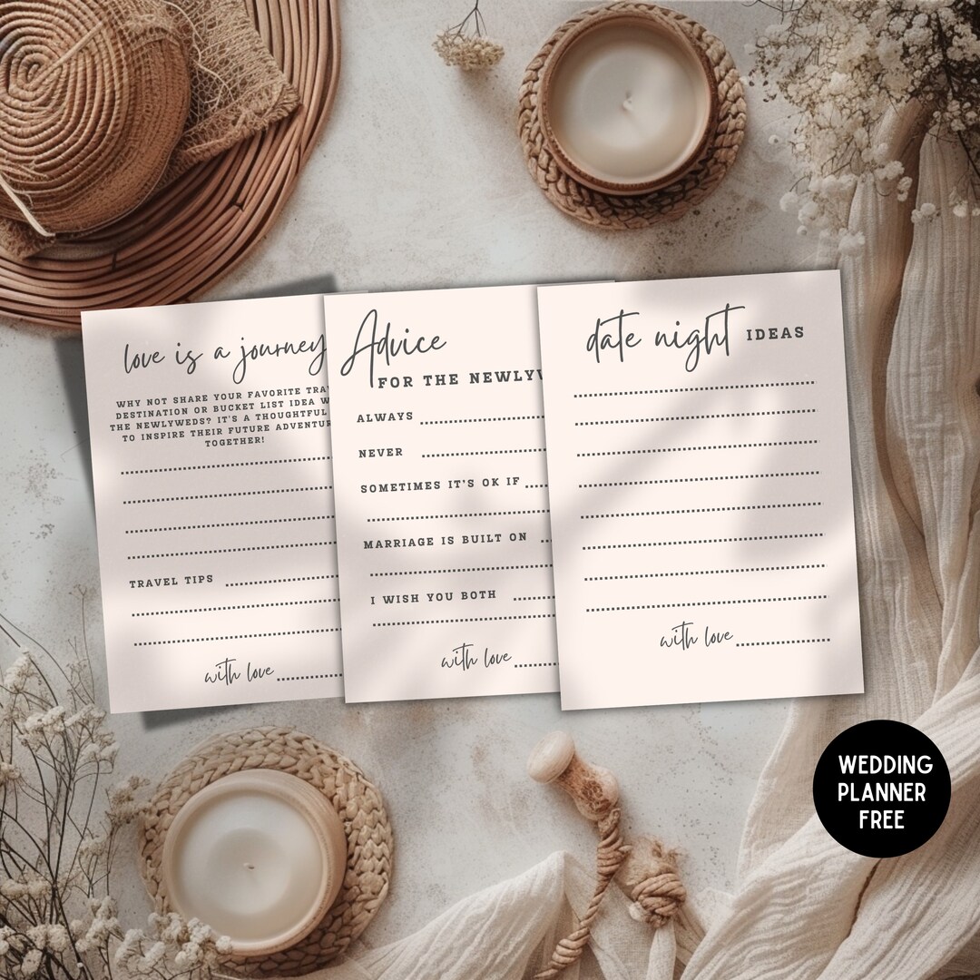 Printable Marriage Advice for the Newlyweds, Minimalist Bridal Advice ...