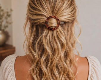 Circular Acetate Hair Slide, Elegant Hair Clip