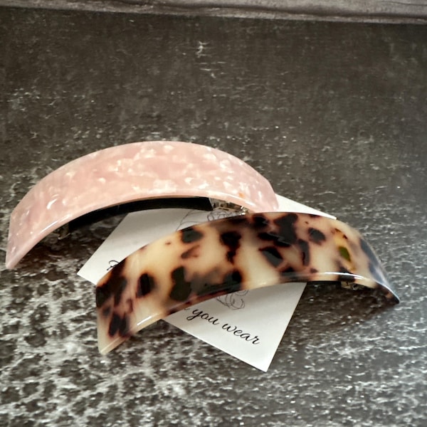 Large sized Curved hair Barrette in our Premium Acetate