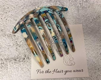 Acetate Hair Side Comb: French Pleat Style, Smooth Finish single thickness