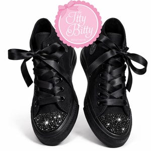 Zapatillas Converse altas con cristales negros y brillantes para mujer
