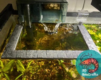 Corral de filtro de muelle de piedra / Protector de filtro decorativo para acuario / Protección flotante para plantas