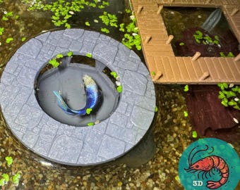 Muelle de piedra flotante: comedero decorativo para camarones y peces en el acuario