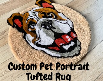 Handmade Tufted Custom Pet Portrait Rug Custom Rugs Tufted  Mat Carpet  Personalize Area Rug for Bedroom Handmade Carpet