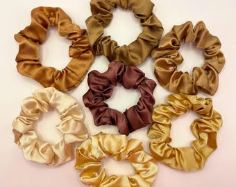 Satin Mini Scrunchie: Bronze Hair Tie for Fine Hair