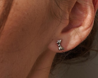 Sterling Silver Bow Earrings, Bow Stud Earrings, Trendy Earrings, Hypoallergenic, Waterproof, Ribbon Earrings, Post Earrings, Birthday gif