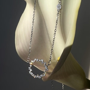 Shiny Circle Necklace, Karma Necklace, Sterling Silver Open Circle Necklace, Classic Ring Necklace, Bridal necklace, Wedding Jewelry for Her