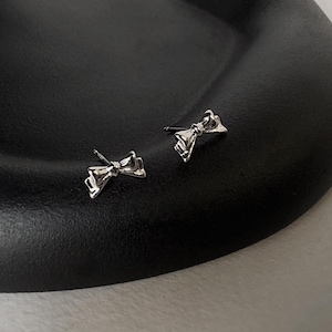 Bow Stud Earrings, Sterling Silver Bow Earrings, Trendy Earrings, Ribbon Earrings, Christmas Gift for Her, Best Friend Gift, Bridal Earrings