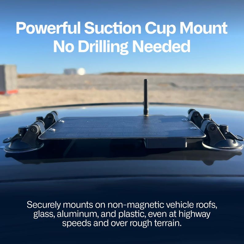 Spec5 Voyager Solar-Powered Off-Grid LoRa GPS Meshtastic Node for Vehicles – Magnetic or Suction Mount | No Cell Service Required Suction Cup Mount