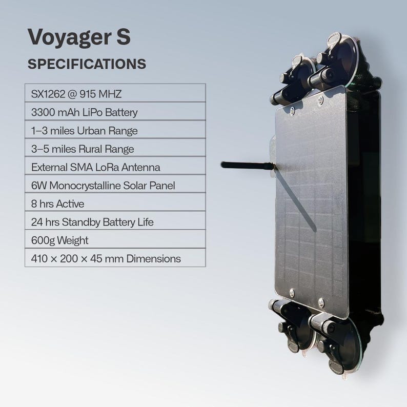 Spec5 Voyager Solar-Powered Off-Grid LoRa GPS Meshtastic Node for Vehicles – Magnetic or Suction Mount | No Cell Service Required Bild 6