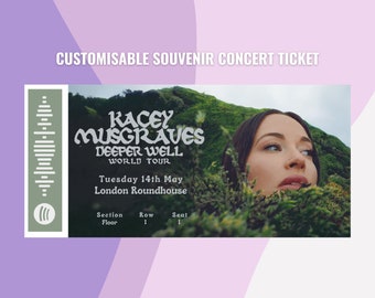 Kacey Musgraves The Deeper Well World Tour Customisable Souvenir Concert Ticket