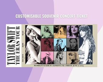 Taylor Swift The Eras Tour 2 2024 Customisable Souvenir Ticket -  Including The Tortured Poets Department