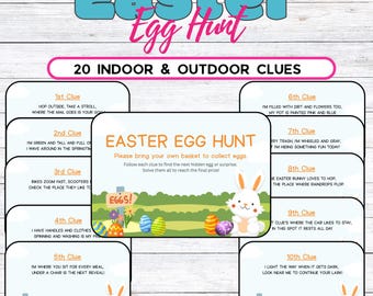Easter Scavenger Hunt, 20 Indoor & Outdoor Clues (Printable)