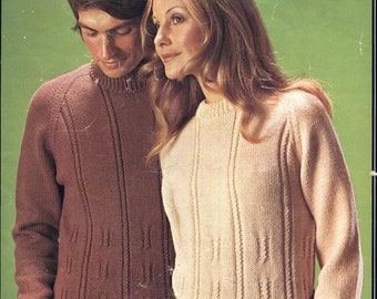 Patrón de tejido de jersey vintage para mujer y hombre (PDF), 32-44 pulgadas, 5, 8, 12 capas, descarga instantánea.