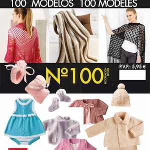 100 Knitting and Crochet Pattern PDF Magazine, Spanish / English / French Knitting Pattern Ebook Digital Download