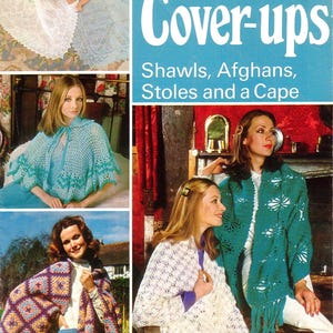 vintage womens shawl, stole, cape, afghan blanket crochet and knitting pattern pdf, 13 designs knitting pattern book, instant download