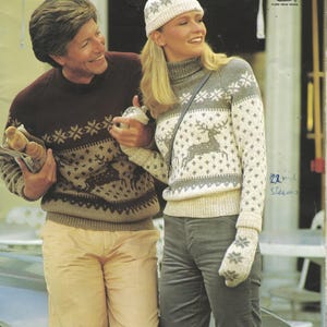 Wzory dziewiarskie Vintage Women’s and Men’s Fair Isle w formacie PDF / Swetry, czapki i rękawiczki, 6 klasycznych wzorów dziewiarskich, natychmiastowe pobranie
