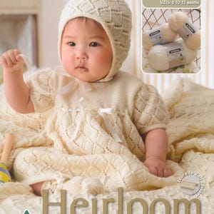 kurtka, sweter, wyprawka, szal, czapka vintage babies wzór szydełkowy i dziewiarski pdf, włóczka pamiątkowa 4-warstwowa, 10 stylów, książka z kolekcją 0-12 miesięcy