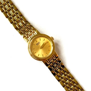 Zeldzame vintage jaren 90 Seiko sierlijk gouden horloge voor dames, dunne dames cocktailpolshorloges, cadeau voor haar, verjaardagscadeau