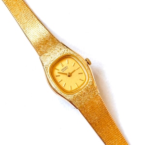 Rare 70s gold dainty Seiko watch for ladies, Thin ladies gold cocktail wristwatches, Gift for her, Gift for mum, Mother&#39;s day present