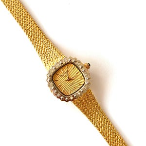Vintage 80s Marcel Drucker Diamond Bezel Watch: Ladies Cocktail Wristwatch