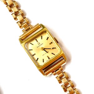 Rare 60s Omega De Ville Gold tone Manual Wind Wristwatch, thin ladies cocktail wristwatch, Gift for her, Birthday gift, Gift Idea,