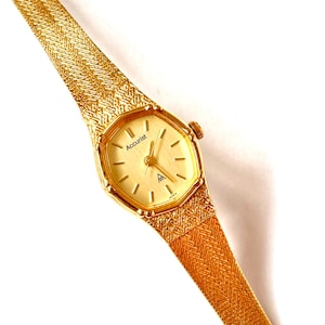 Rare Vintage 60s Accurist dainty gold watch for ladies , Thin ladies cocktail wristwatches, Gift for her, Birthday Present, accessories,
