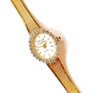 Vintage 80s Marcel Drucker Diamond Bezel Watch: Ladies Cocktail Wristwatch