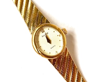 Vintage 70s Accurist Gold Cocktail Watch: Gemstone Markers