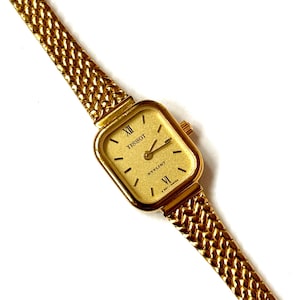 Vintage 70s Tissot Ladies Watch: Thin Gold Cocktail Wristwatch