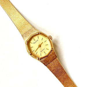 Rare Vintage 60s Accurist dainty gold watch for ladies , Thin ladies cocktail wristwatches, Gift for her, Birthday Present, accessories,
