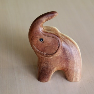 Carved Wood Elephant, Thai Elephant, Short Trunk Up, Wooden Elephant Sculpture, Wood Decor, Home Decor, Gift Statue