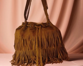 Suede Shoulder Bag Trendy Suede Fringe Bag For Women With Tassel