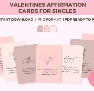 Carte di affermazione di San Valentino per single, Affermazioni quotidiane, Amore per se stessi, Cura di sé, Carta di affermazione di San Valentino stampabile, Carte di San Valentino