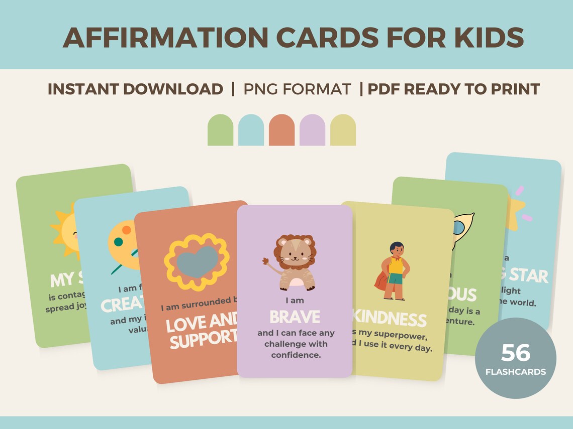 Printable Affirmation Cards for Kids, Kindergarten Affirmation ...