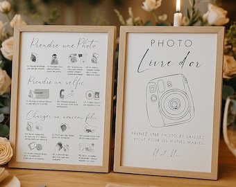 Plaque livre d'or Instax Mini 12 - Instructions pour la photo de mariage bohème (PDF A4)