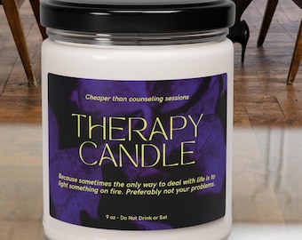 Therapiekaars voor geestelijke gezondheid Humor - Sarcastische grap cadeau, counseling, gezondheid, wellness - grappige ontspannende geurende sojakaars, 9oz