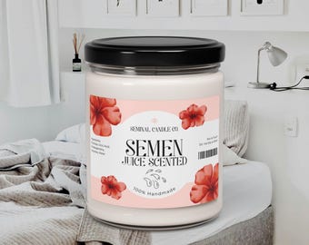 Semen Scented Candle, Funny Gag Gift for Bedroom Jokes and Intimacy - Soy Candle, Offensive Sarcastic Candle, 9oz Seminal Candle, Naughty