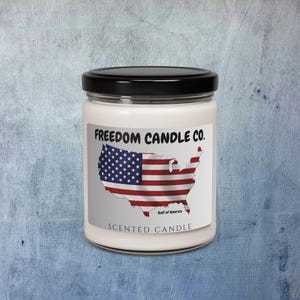 Patriotic Scented Soy Candle, Freedom Candle Co., 9oz USA Candle, Home Decor, Gift for Veterans, 4th of July Decoration, American Pride