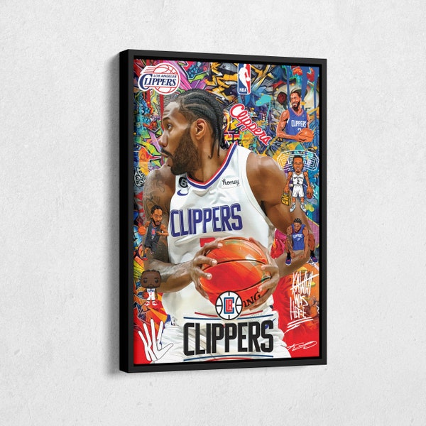 Kawhi Leonard Poster Los Angeles Clippers NBA Pop Art Canvas Wall Art Home Decor Print Framed Poster Man Cave Gift