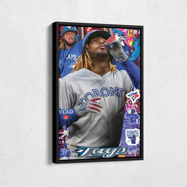 Vladimir Guerrero Jr. Poster Toronto Blue Jays MLB Pop Art Canvas Wall Art Home Decor Print Framed Poster Man Cave Gift