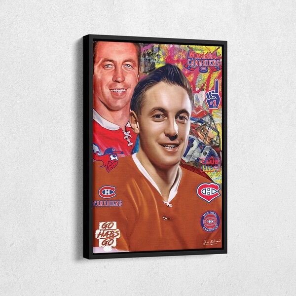 Jean Béliveau Poster Montreal Canadiens NHL Pop Art Canvas Wall Art Home Decor Print Framed Poster Man Cave Gift