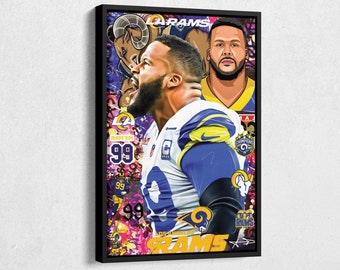 Aaron Donald Poster Los Angeles Rams NFL Pop Art Canvas Wall Art Home Decor Print Framed Poster Man Cave Gift